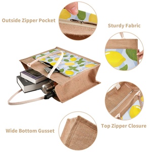 กระเป๋าโท้ทพิมพ์ลายมะนาวแบบขายส่ง กระเป๋าถือลำลองปี 2023 กระเป๋าโท้ทผ้ากระสอบ กระเป๋าช้อปปิ้งชายหาด - Product Image 5