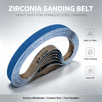 Bande abrasive en zircone Fortunebrasive 330x10mm, largeur 10mm, haute résistance, pour le meulage et le polissage de l'acier inoxydable et des métaux