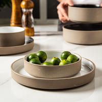 Assiette de service en grès, plats à pâtes, assiettes à steak, assiettes à salade de fruits, assiettes à sushi, plateau de service pour dîner, bol à soupe et à riz, style moderne, luxueux, rétro, pour restaurant