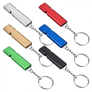 Sifflet de survie d'urgence à haute intensité sonore 120 dB+, en alliage d'aluminium, double trou, étanche, pour le camping, la randonnée et l'entraînement - Product Image 1