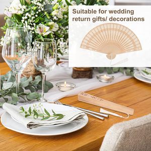 Éventails pliables en bambou personnalisés avec gravure, cadeau d'anniversaire vintage, éventail en bois pour la décoration de mariage et de fête - Product Image 4