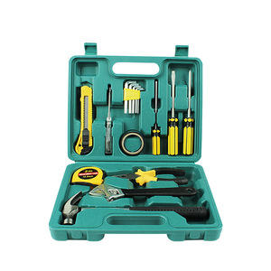 Juego de herramientas de emergencia, caja de plástico verde de 12 piezas para mantenimiento de vehículos, herramientas básicas de reparación - Product Image 1