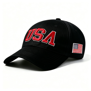 USA Embroidered Sporty Letter Baseball Cap American Flag Patch Structured Dad <b>Hat</b> Adjustable Strap Back Men Women Outdoor - Product Image 2