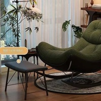 Sillón Mecedora de Metal de Lujo para Balcón y Sala de Estar, Silla Luna de Descanso con Diseño de Siesta Estilo Francés