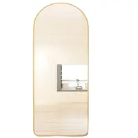 Espejo de pie con marco de hierro forjado, moderno, se puede colgar o contra la pared, arco dorado