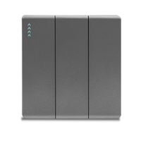 Mvava Standard européen UK 240V Gris Panneau PC Ultra-mince Mécanique 3 Gang Wall Touch Light Interrupteur électrique avec lumière LED