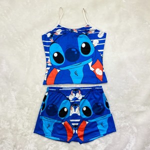 Conjunto de Pijama para Mujer Sexy y Económico con <span class=keywords><strong>Top</strong></span> Halter sin Mangas y Shorts de Satén con Dibujos Animados Personalizados - Product Image 2