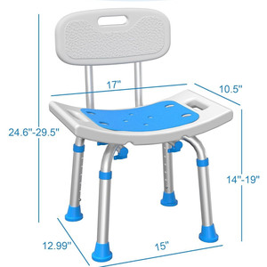 Chaise de douche de réadaptation Fuyou en alliage d'aluminium 17x10,5 pouces, siège antidérapant pour salle de bain pour personnes âgées - Product Image 2