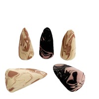 MissAdore Éponge de maquillage bicolore en forme de langue, style pointe, hydrophile, sans latex, conique arrondie, pour poudre humide
