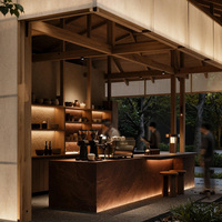 Vitrine de comptoir en verre LED pour torréfaction de café, boulangerie, café - Conception intérieure complète clé en main