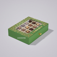Caja de Regalo de Chocolate de Lujo con Tapa y Base de Cartón Premium para Decoración de Ramadán, con Ventana Transparente, Estilo Dubái