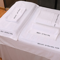 Kit de serviettes en coton pour salon de beauté, vente en gros d'usine, avec logo personnalisé brodé, serviette de bain et drap de massage pour spa
