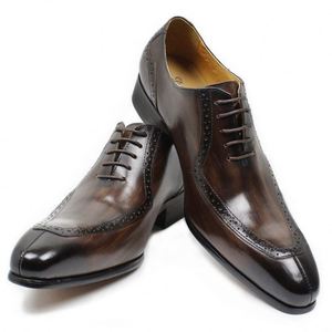 Chaussures habillées en cuir véritable pour hommes, à lacets et boucle, faites à la main, style Oxford, pour affaires, mariage et soirée – Grande Vente - Product Image 3