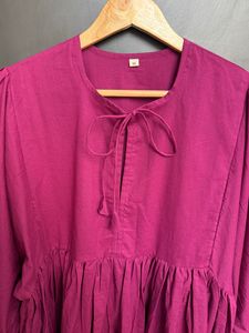 Vestido largo elegante de algodón para mujer, para uso casual, oficina, vestido cómodo para el día a día, disponible para la venta desde India. - Product Image 3