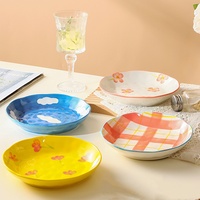 Ins bols et assiettes peints à la main, tasses en céramique avec soucoupes pour la maison, ensembles d'assiettes bol de vaisselle avec cuillère