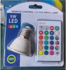 หลอดไฟ LED RGB สีสันสดใส 5W ขั้ว E27 ตัวเรือนพลาสติก เปลี่ยนสีได้แบบค่อยเป็นค่อยไป พร้อมรีโมทคอนโทรล บรรจุภัณฑ์แบบพลาสติกใส - Product Image 2