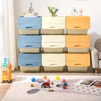 Boîte de rangement moderne à couvercle rabattable pour enfants PP divers bacs de rangement anti-poussière ouverture frontale pour collations poupée livres salon