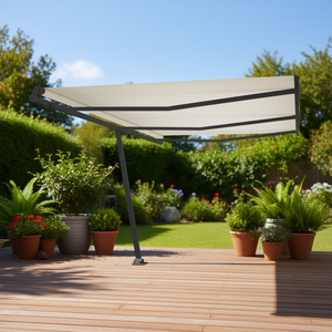 Juego de Postes para Toldo de Hierro Antracita de 236.2x96.5 Pulgadas, Toldo Retráctil para Patio Montado en la Pared - Product Image 2