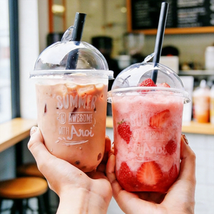 Gobelet en plastique <span class=keywords><strong>PET</strong></span> jetable transparent personnalisé avec logo, diamètre 98 mm, 18 oz, 500 ml, pour matcha latte, café, boissons froides - Product Image 2