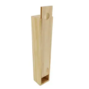 Ustom-Caja de regalo de almacenamiento de lápices de madera de Paulownia sin terminar, lapicero rectangular de lujo con tapa deslizante