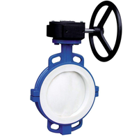 Katup kupu-kupu berlapis PTFE, tipe CL150 ASTM A216 WCB, tipe Lug Wafer Short Split Body, Full Lined Centered Disc