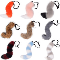 Queue de renard en fausse fourrure synthétique pour Halloween, pliable et réglable, pour hommes adultes, cosplay, masques