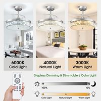 Ventilateur de plafond LED 42 pouces avec moteur CC pour salon chambre à coucher Lames rétractables invisibles Ventilateur de plafond LED avec lumière