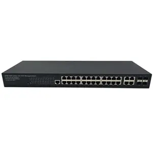 Managed Network Switch 24 Port Gigabit Met 4-Port 1G Base-R (Sfp) Combo Met 4 Rj45