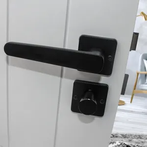 Nieuwe Trends Mat Zwart Aluminium Deurklink Slot Kit Serrure De Porte En Bois Hotel Home Office Hendel Deurslot Set