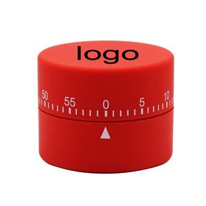 Minuteur de cuisine mécanique en plastique rond avec logo personnalisé imprimé à l'écran, compte à rebours de 60 minutes, rappel de compte à rebours avec pointeur - Product Image 1