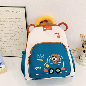 Mochila Simple y Ligera para Niños Pequeños, Mochila de Jardín de Infancia con Diseño de Oso y Coche de Dibujos Animados, Venta al por Mayor en EE. UU. - Product Image 2