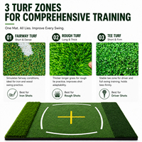 Tapis de frappe pour simulateur de golf d'intérieur 3 en 1, 6x4 pieds, zone de fairway, zone de rough, zone de tee, base antidérapante en EVA, aide à l'entraînement