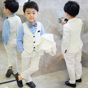 Traje de Caballero Coreano de Moda Primavera Otoño 2019, Ropa para Niños, Nuevo Traje Blanco con Chaleco para Niño, Venta al por Mayor - Product Image 1