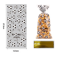 Nouveaux sacs à fermeture éclair imprimés football pour collations, bonbons et desserts – Sachets festifs transparents noirs et blancs en OPP pour cadeaux