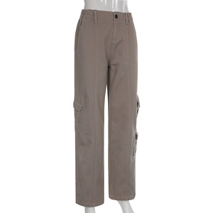 Pantalones de mujer de pierna ancha Cargo de cintura baja Pantalones vaqueros de pierna recta de verano Boyfriend - Product Image 3