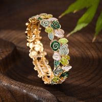 TB27 Valentijnsdag Cadeau Roos Bloem Armband Mode Vintage Emaille Armbanden Sieraden Dames