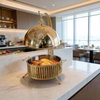 Nouveau Réchaud de Buffet de Luxe 8L en Acier Inoxydable Doré 201, Alimenté à l'Alcool, pour la Restauration, les Restaurants et les Mariages