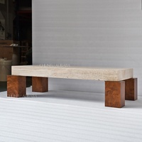 OEM ODM table basse minimaliste nordique en bois massif pour le salon mobilier de maison en travertin irrégulier de pierre calcaire au design moderne