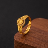 Bague unisexe en forme de montre Art Déco couleur or sable, bijou de mode pour le quotidien et les fêtes (1 pièce)