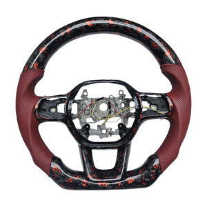 Volante de Coche de Cuero Perforado Rojo de Fibra de Carbono Forjado, Nuevo, para Honda Civic 11ª Generación - Product Image 1