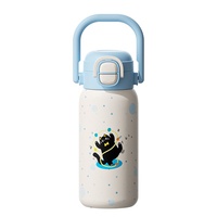 Bouteille de sport isotherme en acier inoxydable de 500 ml pour enfants (garçons et filles) avec poignée, design portable à double ouverture