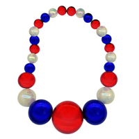 Collier géant de perles Mardi Gras 2026 en gros, rouge, blanc, bleu, pour défilé, carnaval, fête, costume, décoration, accessoires événementiels