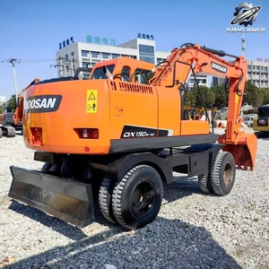 Excavatrice sur pneus d'occasion Doosan DX150, 15 tonnes, godet de 0,6 m³, marque coréenne d'origine, excavatrice de construction de taille moyenne, faible nombre d'heures, bon état - Product Image 3