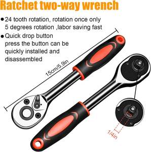 Juego de Llaves de Trinquete con Dados de 1/4 de Pulgada, 46 Piezas, Métrico, con Barra de Extensión, Estuche de Herramientas Manuales para Reparación de Automóviles y Uso en Jardinería - Product Image 4