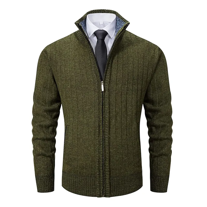 डिज़ाइनर पुरुषों के जैकेट स्लिम फिट विंटर स्वेटर स्टैंड कॉलर जिपर सॉलिड कॉटन मोटे गर्म बुना हुआ शीर्ष गुणवत्ता वाले नए कपड़े पुरुषों के लिए