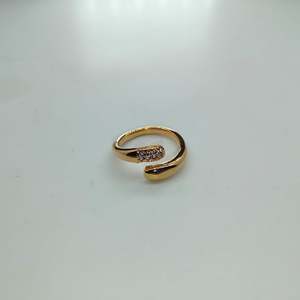 Fashion <b>Ring</b> 316L Stainless Steel PVD Gold Plating <b>Adjustable</b> With Clear Stones For Women Jewelry - Product Image 1