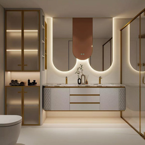 Mueble de Baño Bokejia, Lavabo Integrado de Acero Inoxidable, Espejo Inteligente con Gabinete, Montado en la Pared - Product Image 1