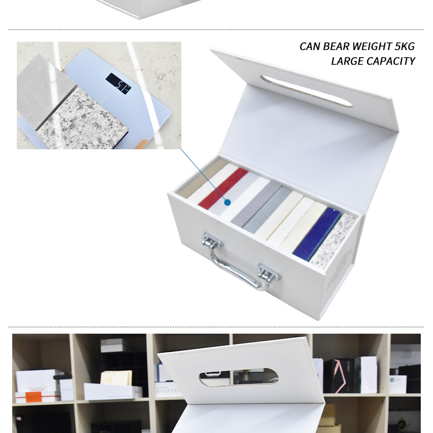 Muestra plegable personalizada de fábrica de cuarzo, vitrina de cartón plegable, almacenamiento de baldosas de cerámica, caja de cartón de papel, caja de piedra magnética