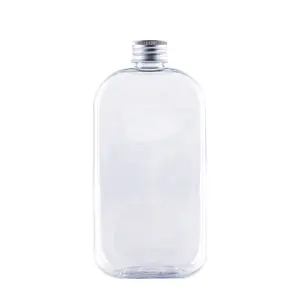 16oz पारदर्शी वर्ग प्लास्टिक रस पीईटी बोतल रस पैकेजिंग के लिए एल्यूमीनियम टोपी के साथ