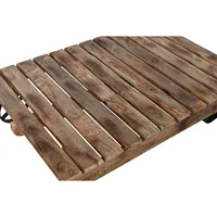 Table basse en bois de manguier et métal 130x80x32 cm avec roulettes finition naturelle